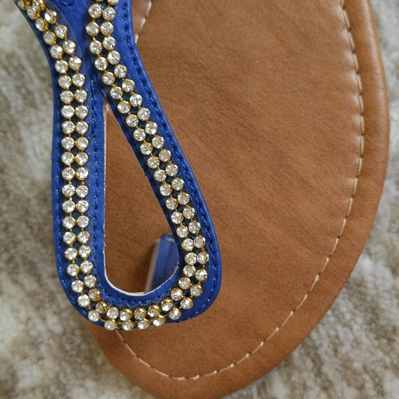 Luo Luo Molly Faux Rhinestone Thong Flip Flop Sandals - Picture 2 of 12